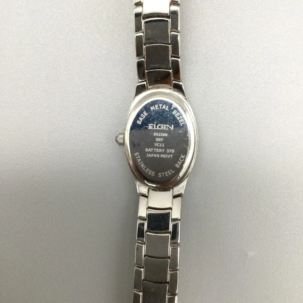 Elgin Womens Watch 18mm MOP Dial Two Tone Diamond EG259N New Battery 6.75